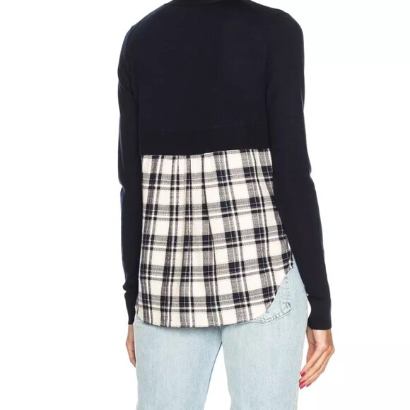 Veronica Beard Wool Plaid Gemma Sweater Women's Navy  size Small/Medium - Picture 2 of 7